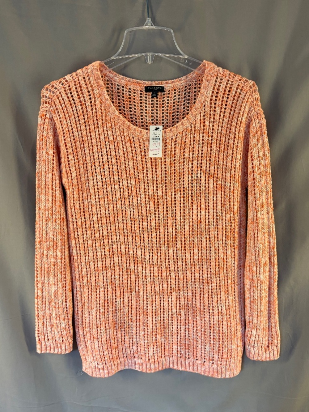 Talbots Knit Sweater, Salmon Pink with Ivory color Size XSP (NWT)